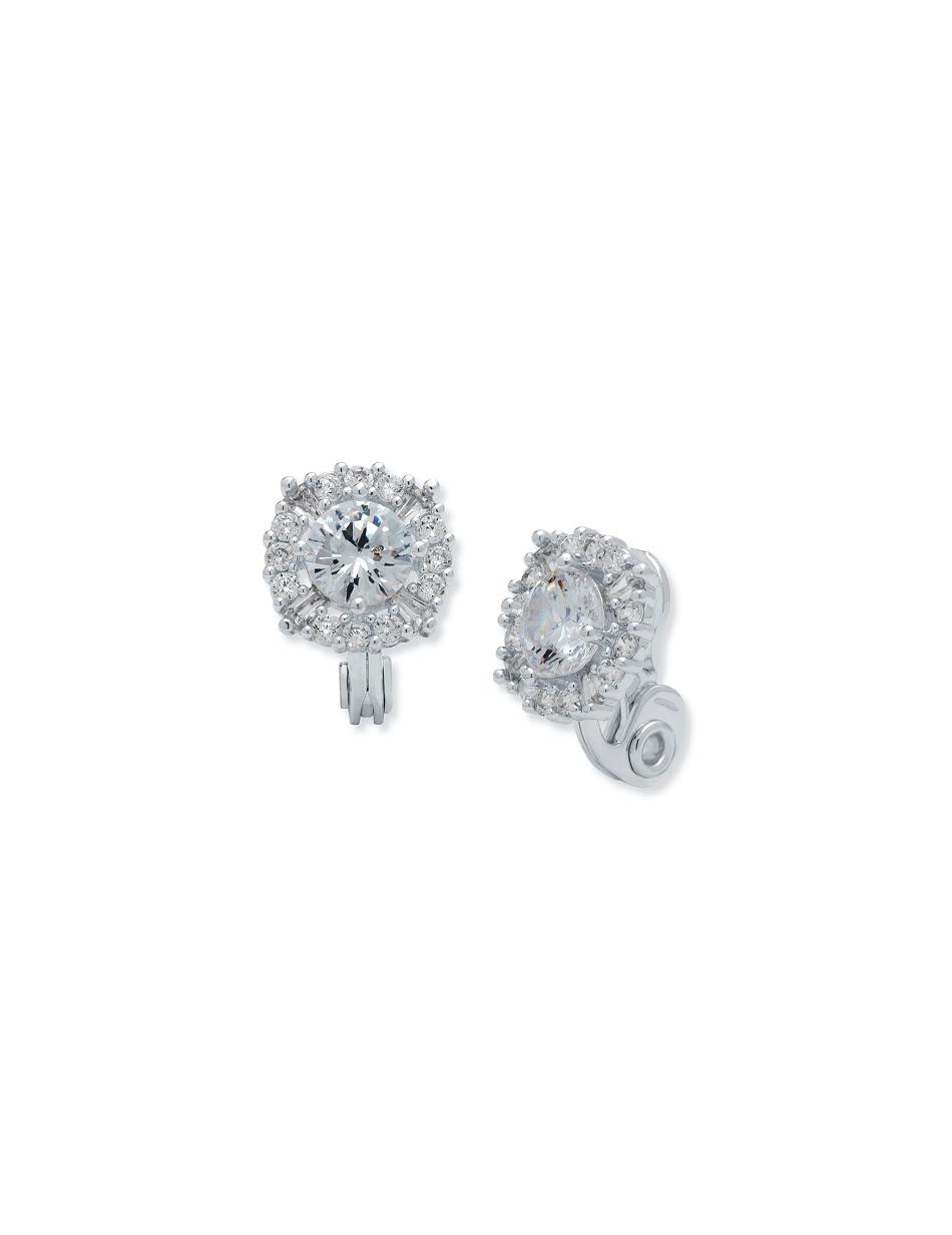 Boucles d'oreilles clip Anne Klein Silver-Tone Crystal Pave   | YYG-8185855